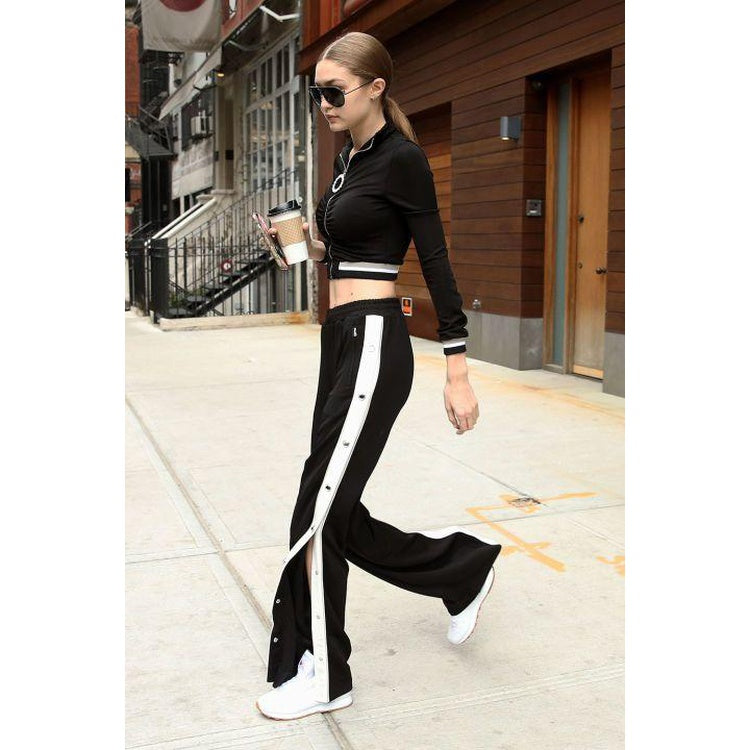 Tape Button Side Wide Leg Pants | Casual wide leg pants, Womens outfits  simple, Wide leg pants